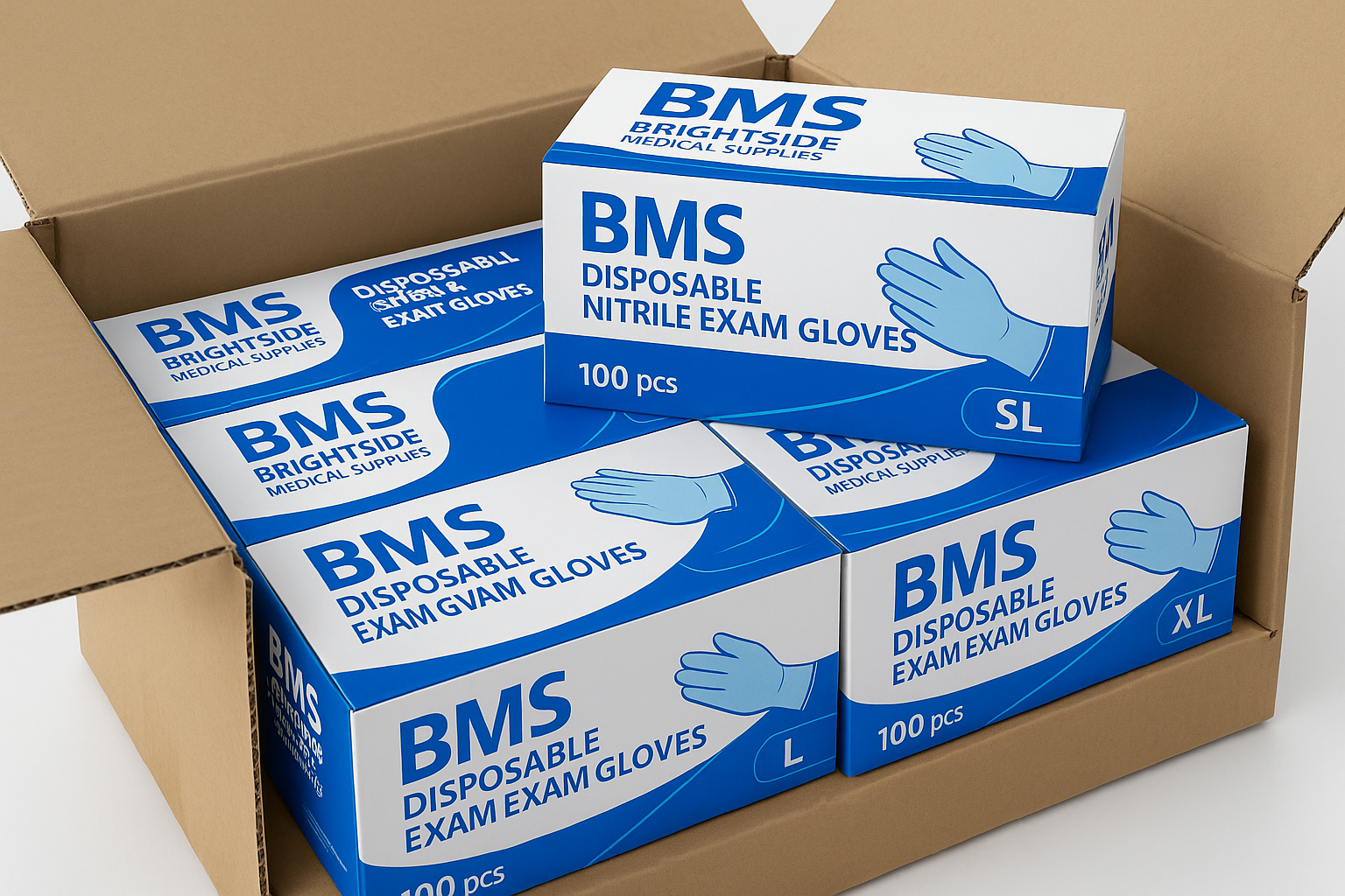 Ice Blue Nitrile Exam Gloves – Powder-Free, Box of 100