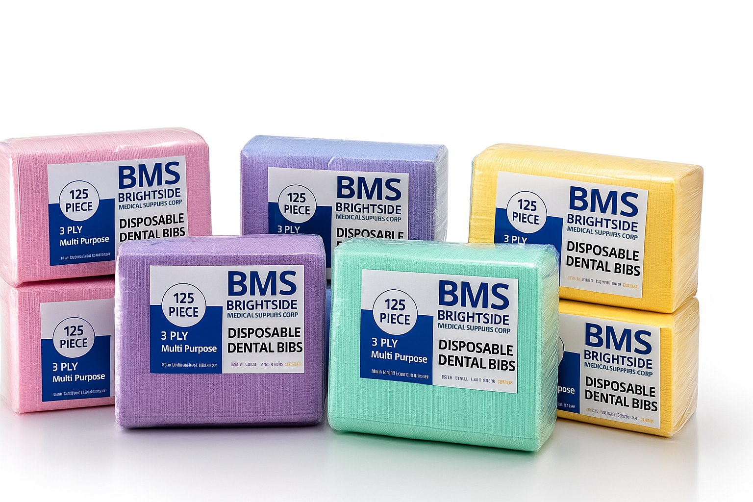 Patient Bibs 13″ × 18″ – 3-Ply Disposable (Case of 500)