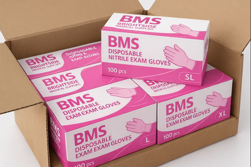 Pink Nitrile Exam Gloves – 4 Mil ,Powder-Free (Box of 100)