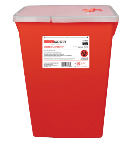 Sharps Container Red Base Horizontal Entry 18 Gallon